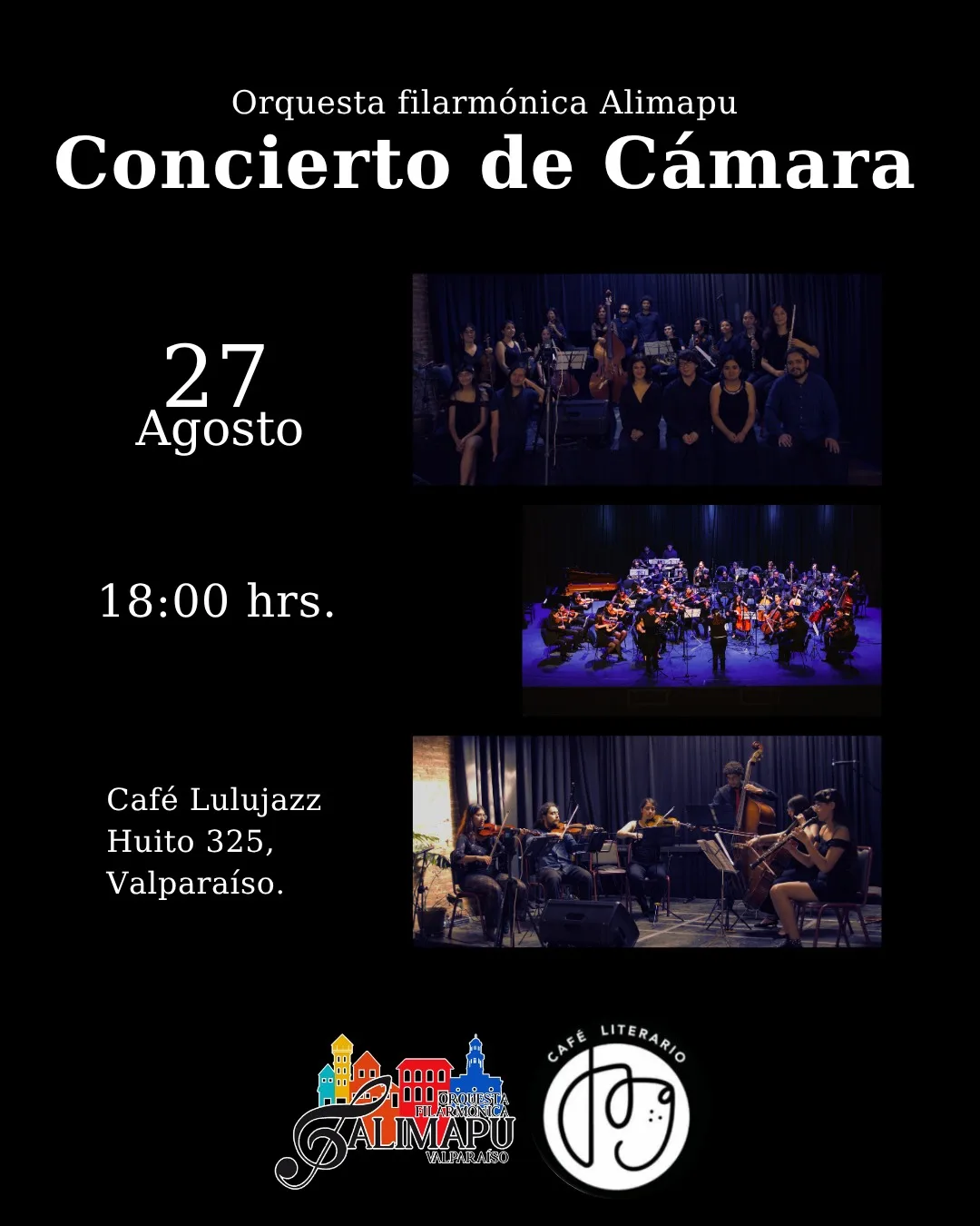 Afiche Concierto de Cámara de la Orquesta Filarmónica Alimapu en Café Lulujazz