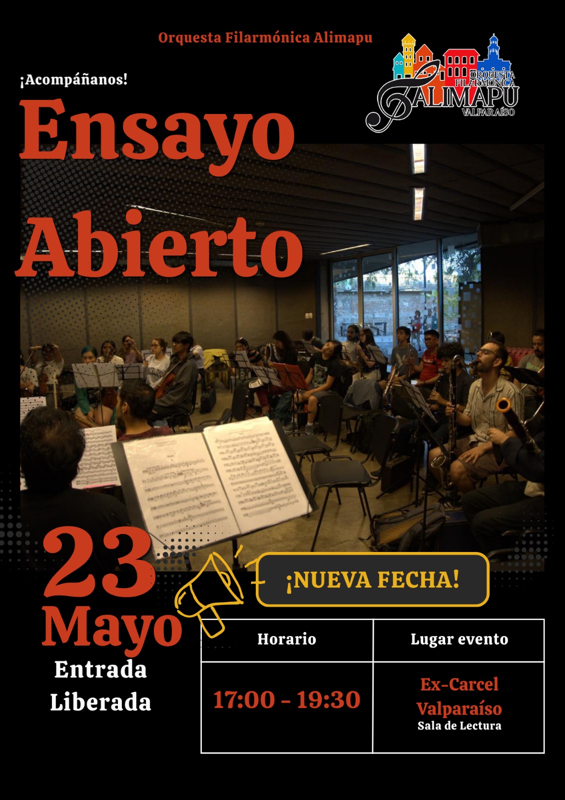 Afiche Ensayo Abierto Orquesta Filarmónica Alimapu